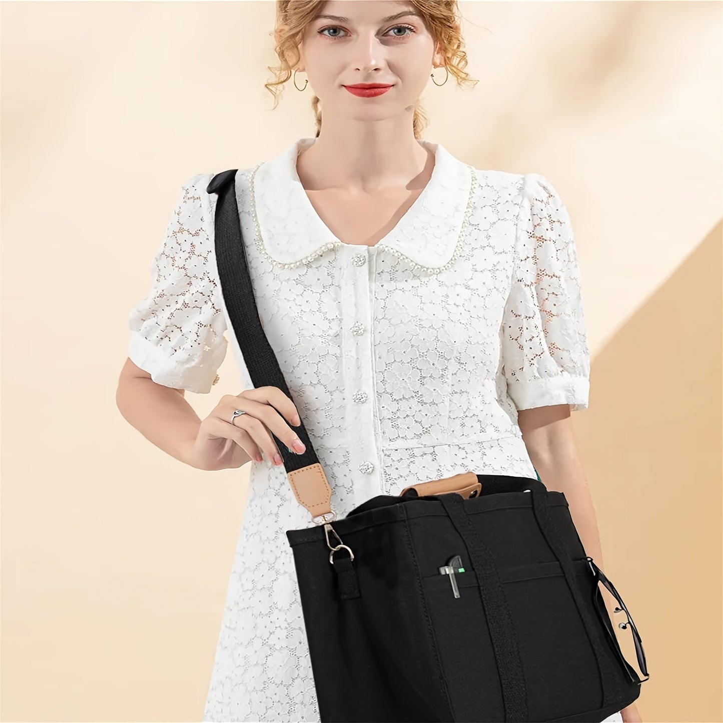 Versatile Canvas Crossbody Bag – Stylish Shoulder Strap, Multiple Compartments, Spacious Interior – Perfect for Daily Use – Women’s Fashion Accessory