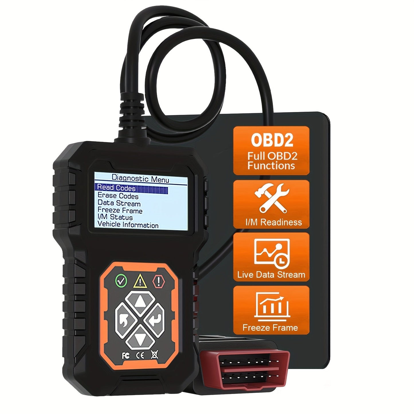 Car Code Reader – OBD2 Diagnostic Scanner for Check Engine Light and Fault Codes – EOBD CAN Protocols Tool for 12V OBDII Cars ( Since 1996 )