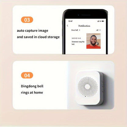 Wireless Doorbell Camera – HD Night Vision, WiFi Rechargeable Security Doorbell with Two-Way Calls, Photo, Recording, APP Control, Voice Change ( White )