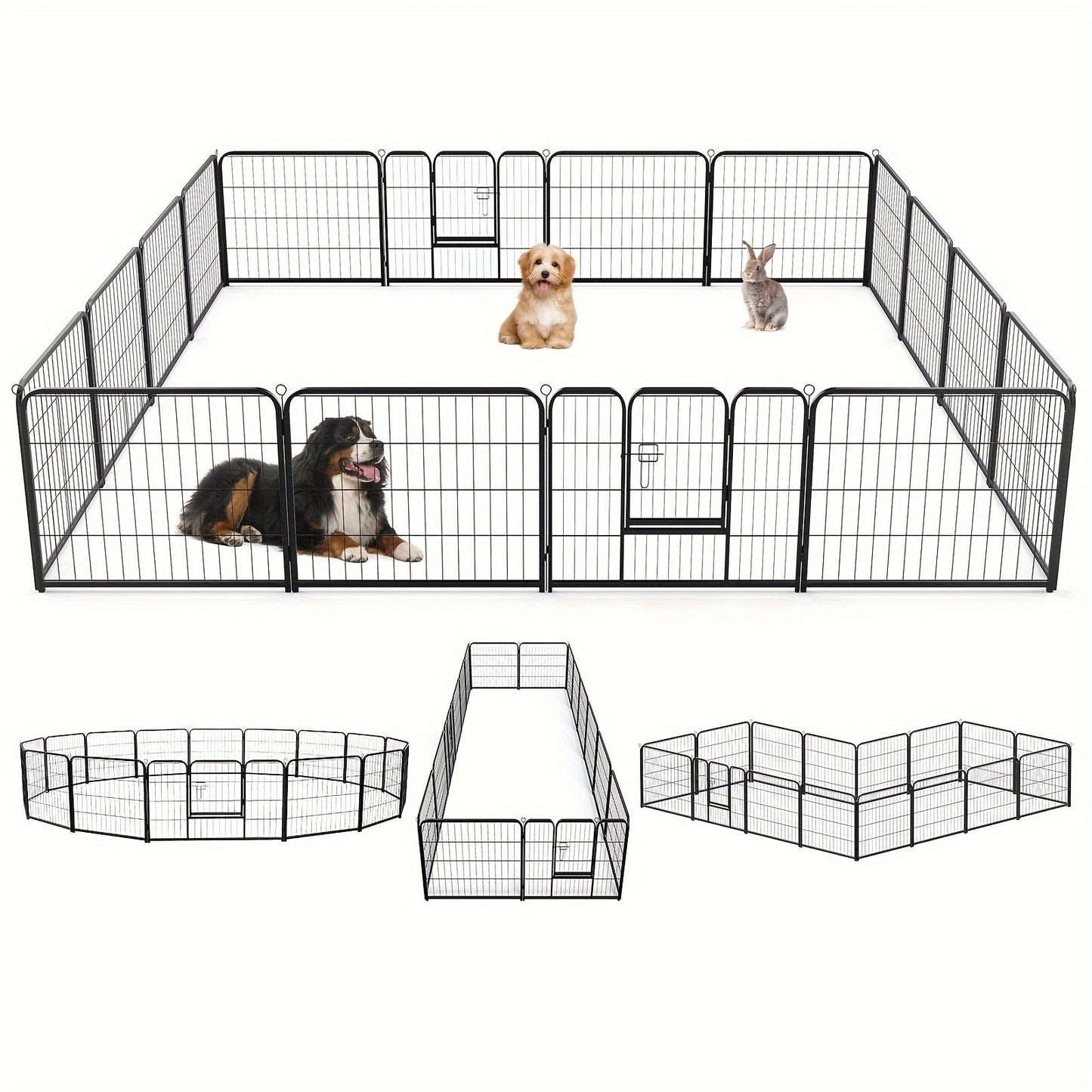 16 Panel Dog Playpen Indoor Fence – Metal Exercise Pen with Door for Dogs and Pets – Ideal for Outdoor, Garden, Yard Use
