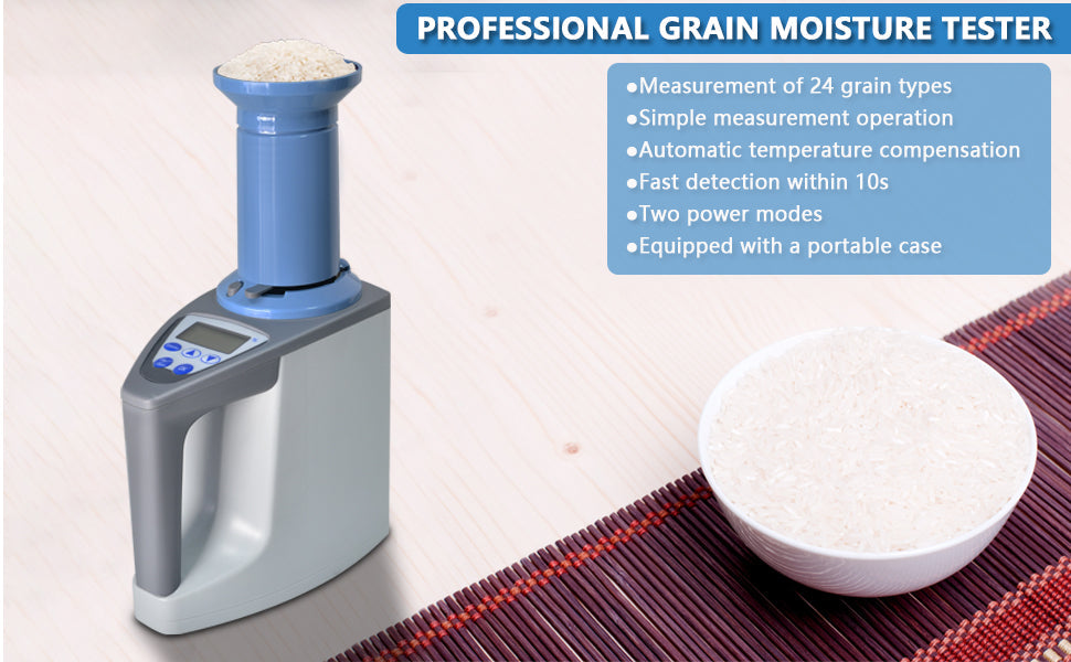 Grain Moisture Meter – LCD Moisture Tester for 20+ Grains with Weight, Density & Temperature Measurement