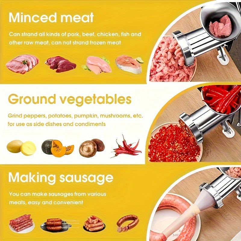 Heavy-Duty Manual Meat Grinder – Effortless Meat & Vegetable Mincing with Tabletop Clamp and Sausage Maker Function – Essential Kitchen Gadget for Home Cooking (1pc)