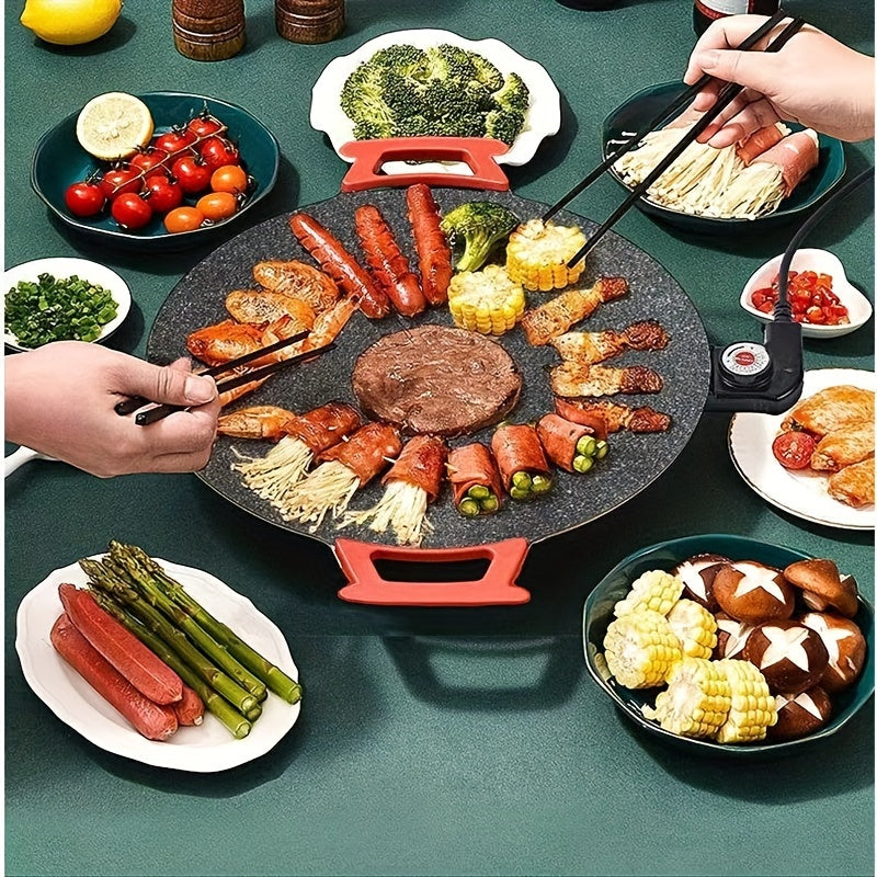 Korean-Style Smokeless Meat Maker - Non-Stick Electric Baking Pan with Multi-Functional Barbecue Stove | Indoor Household Use, Easy Cleaning, Space-Saving, Healthy Grilling Experience