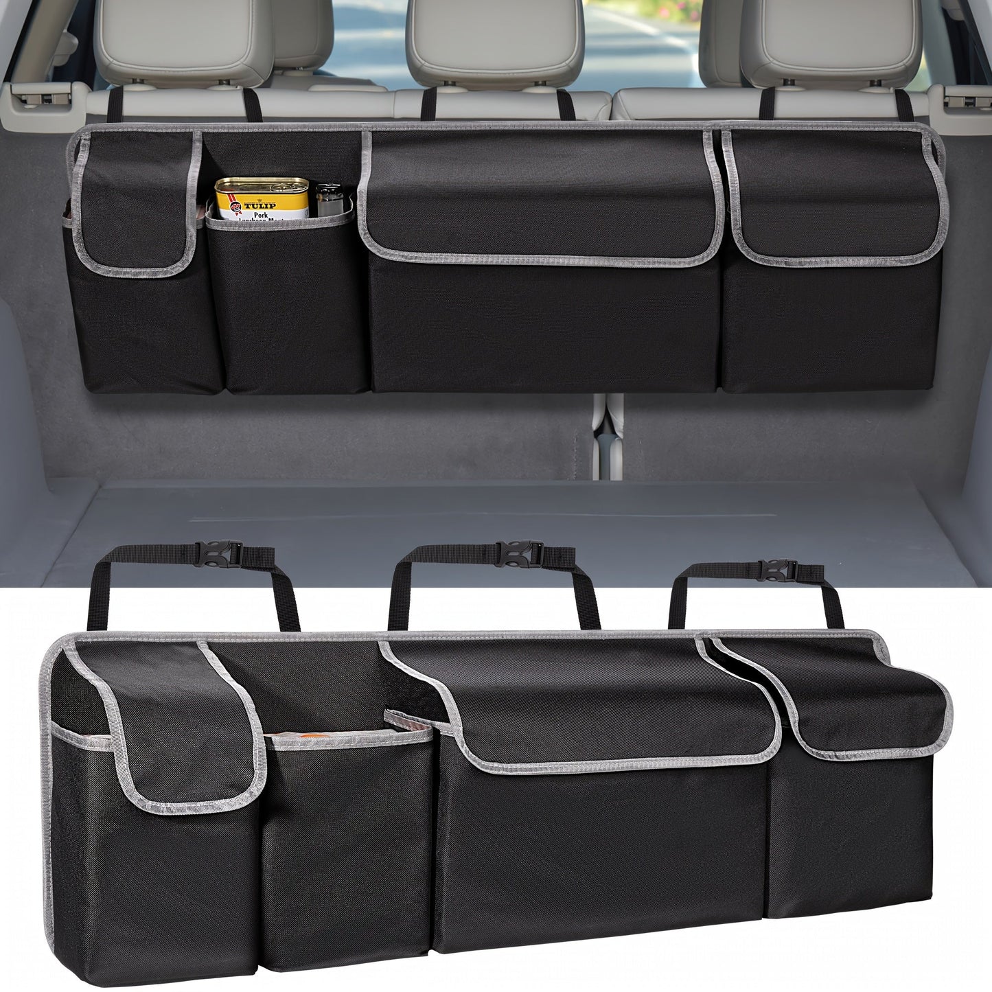 Universal Car Seat Back Storage Bag – Large Capacity Multi-Pocket Organizer, Durable 600D Oxford Cloth