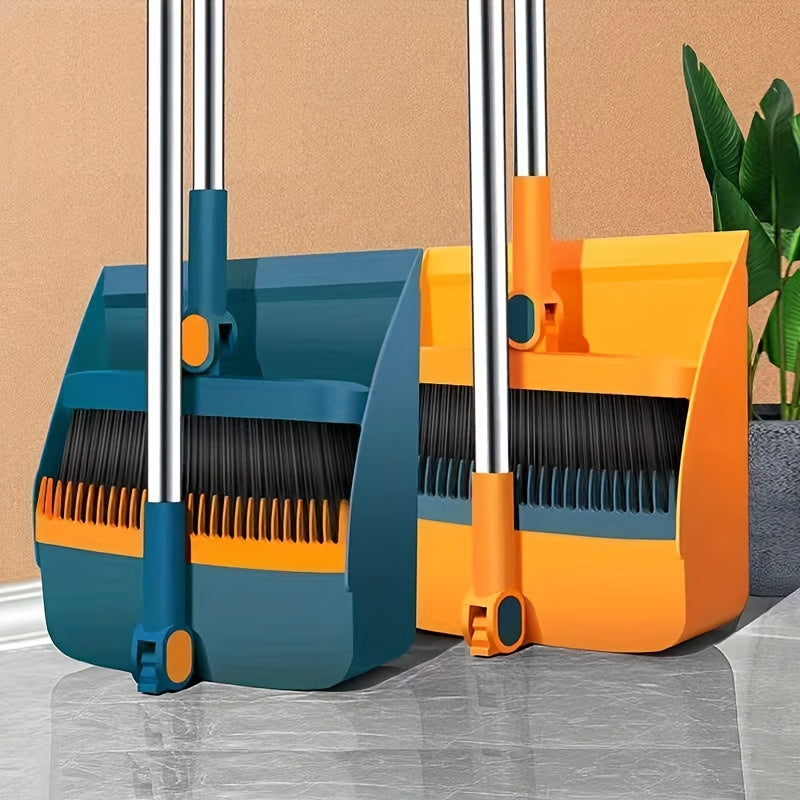 Household Broom and Dustpan Set – Long Handle Floor Cleaning with Rotatable Broom and Comb Tooth Dustpan – Ideal for Home, Kitchen, Office – Cleaning Supplies and Back to School Tool