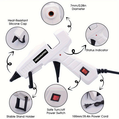 30W Handheld Glue Gun Kit with 30 Sticks - Dual Voltage (110V/220V), US Plug, Perfect for Crafts and Repairs