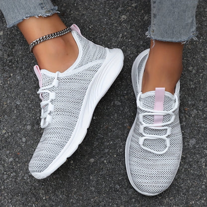 Women's Flying Woven Lace-Up Casual Running Shoes – Breathable Tennis Shoes