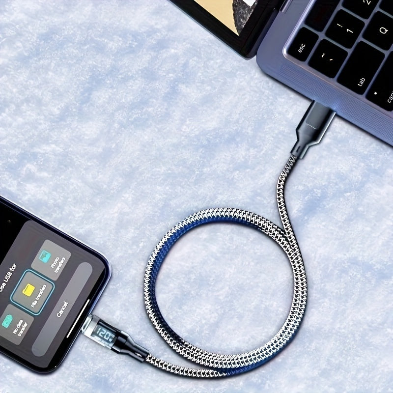 120W Super Fast Charging USB C Cable – Real-Time Digital Display with LED Screen