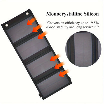 Portable USB Foldable Solar Panel - Waterproof, Folding Charger for Mobile Phones, Tablets, Outdoor Camping and Home