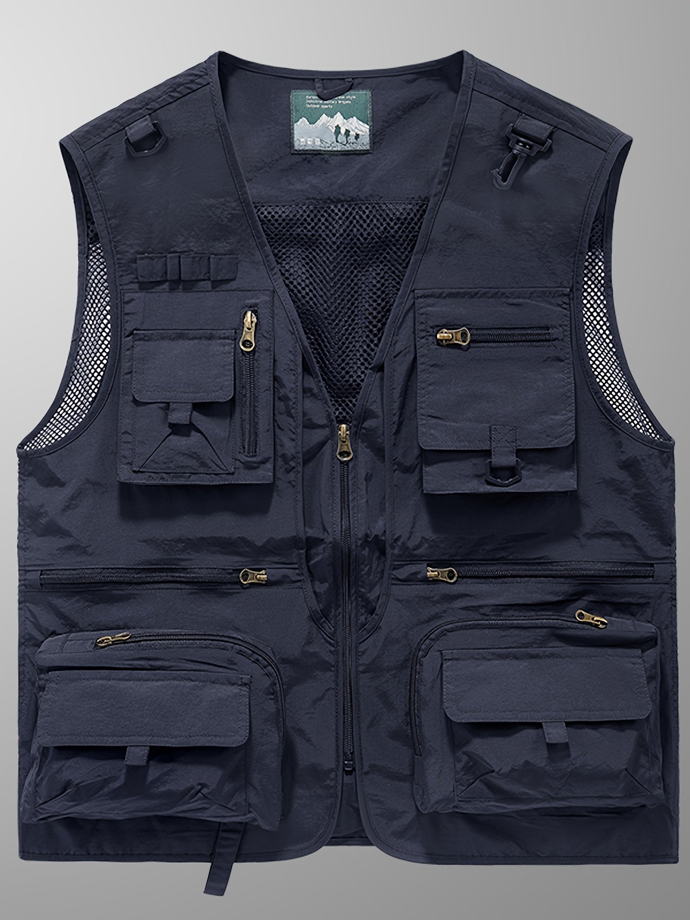 Men's Loose Fit V-Neck Quick-Drying Polyamide Vest Jacket – Multi-Pocket, Lightweight, and Breathable for Outdoor Activities, Fishing, and Photography – Ideal for Spring and Fall