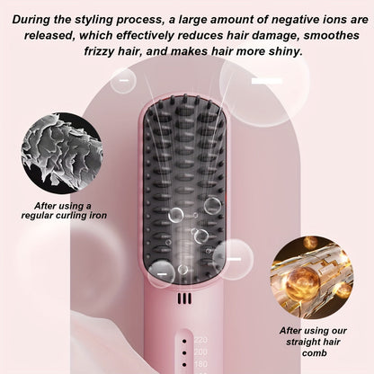 Mini Hair Straightening Comb - 4 Temperature Settings, Quick Heat Ceramic Heating, Anti-Hot Design, Automatic Power Off, LED Display - Professional, Portable for Home and Travel, Ideal Gift for Women