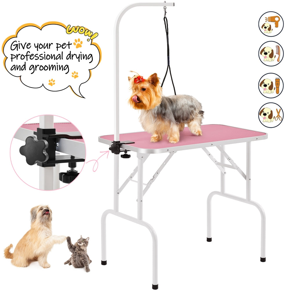 Costoffs Pet Foldable Grooming Table - Height Adjustable Arm, Folding Legs, Ideal for Dog and Cat Trimming at Home or Professional Pet Stores