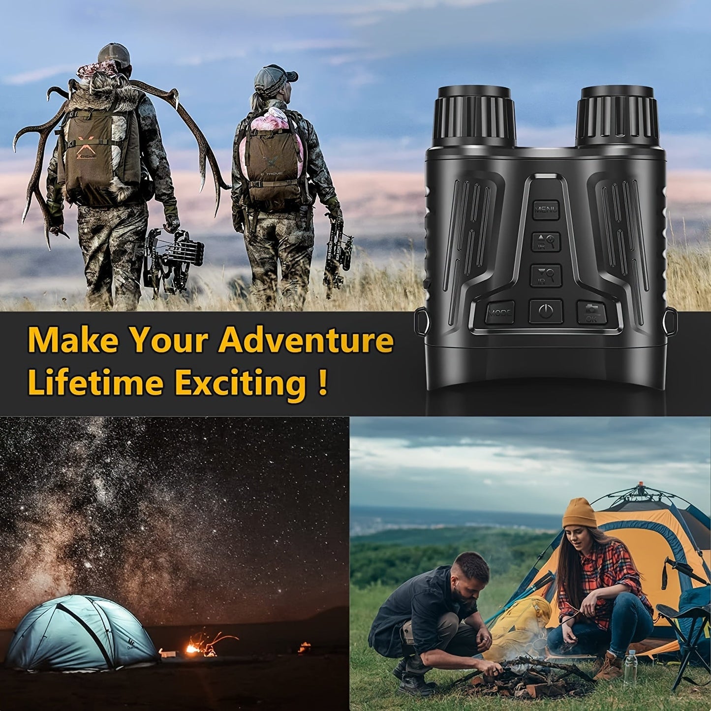 4K Night Vision Goggles – Infrared Binoculars for Adults with Rechargeable Battery, 3.2-inch Screen, Digital Zoom, 32GB Storage Card for Camping Photos & Videos