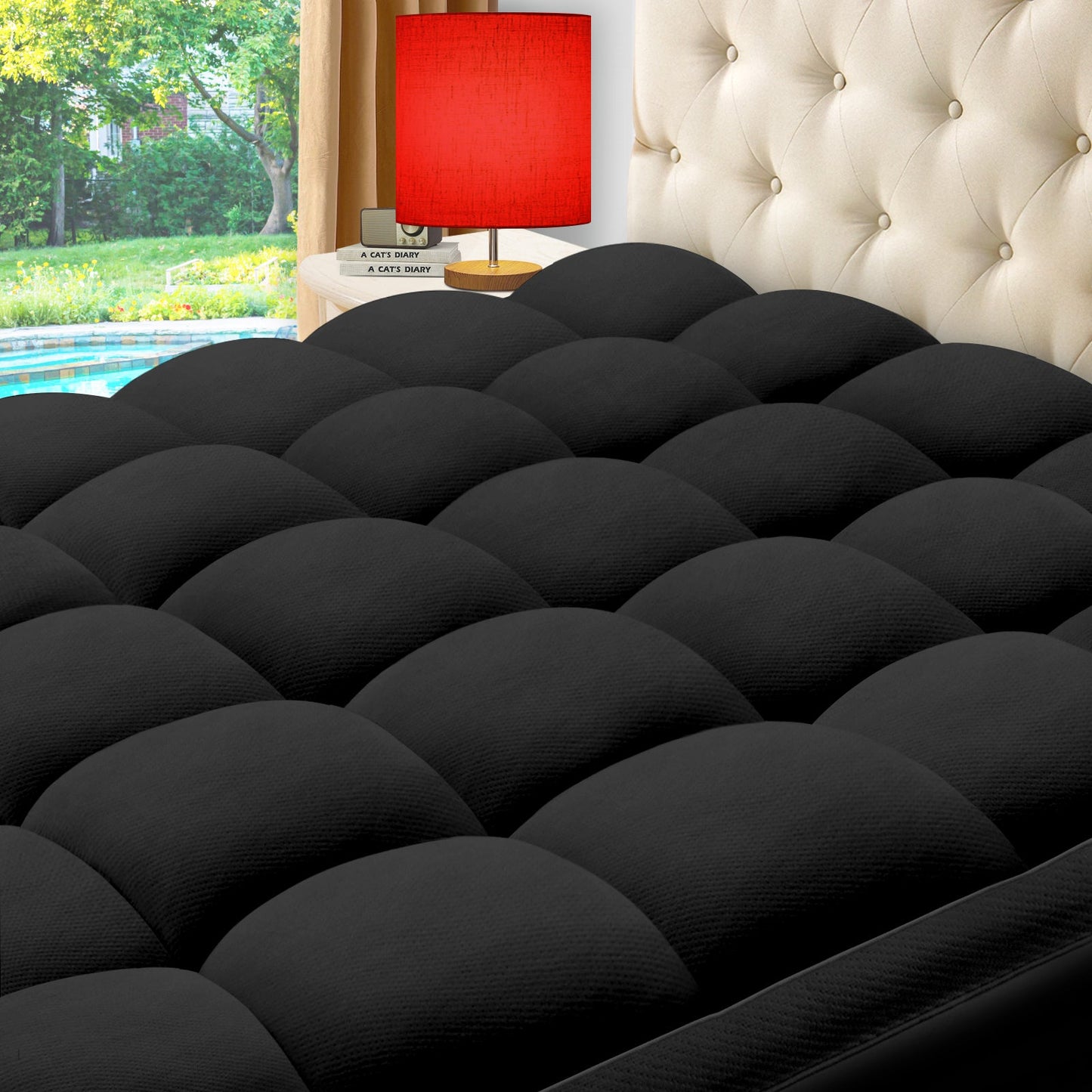 Viscose Bamboo Mattress Topper – Thick Cooling Breathable Pillow Top for Back Pain Relief – Deep Pocket Fits 8-20 Inch Mattresses