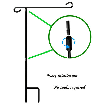 Garden Flag Stand Holder – Pole with Flag Stopper and Clip, Waterproof Powder-Coated for House, Yard and Seasonal Flags (Flag Not Included)