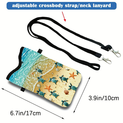 Shockproof Phone Pouch with Adjustable Lanyard - Versatile Print Design, Compatible with Multiple Models