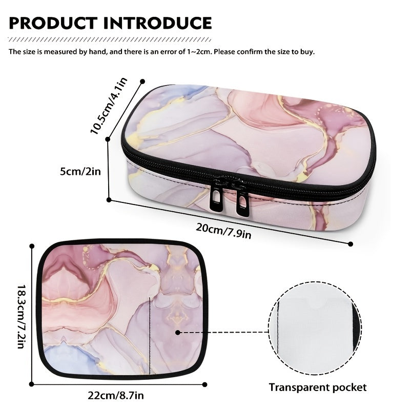 Marble Pattern Insulin Cooler Travel Case – Diabetic Medication Organizer for Blood Glucose Monitors, Pink Marble (Case Only)