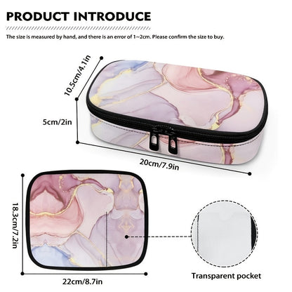 Marble Pattern Insulin Cooler Travel Case – Diabetic Medication Organizer for Blood Glucose Monitors, Pink Marble (Case Only)