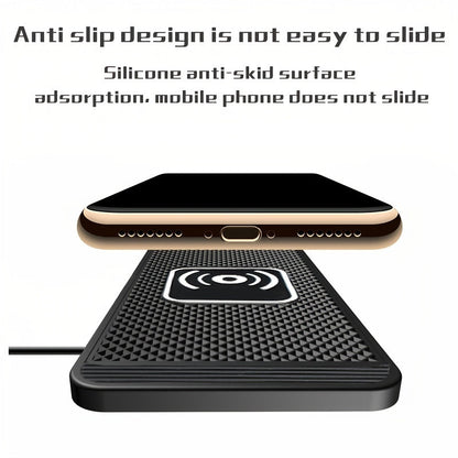 Fast Wireless Car Charger Pad - 15W Qi Certified for iPhone 11/12/13/14 Pro Max, Xs and Samsung Phones - Non-Slip, Easy Mount