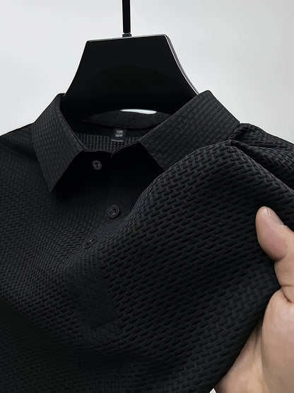 Men's Lapel Neck Short Sleeve T-Shirt – Comfy, Stretchy Tees for Summer – Trendy Casual Daily Fashion