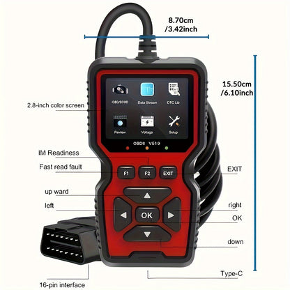 2024 Advanced OBD2 Diagnostic Scanner Tool – Complete OBD2 Functionality, Engine Code Reader, Reset, Mode 6 & 8, for All OBDII/EOBD Vehicles – Easy, Fast, Accurate