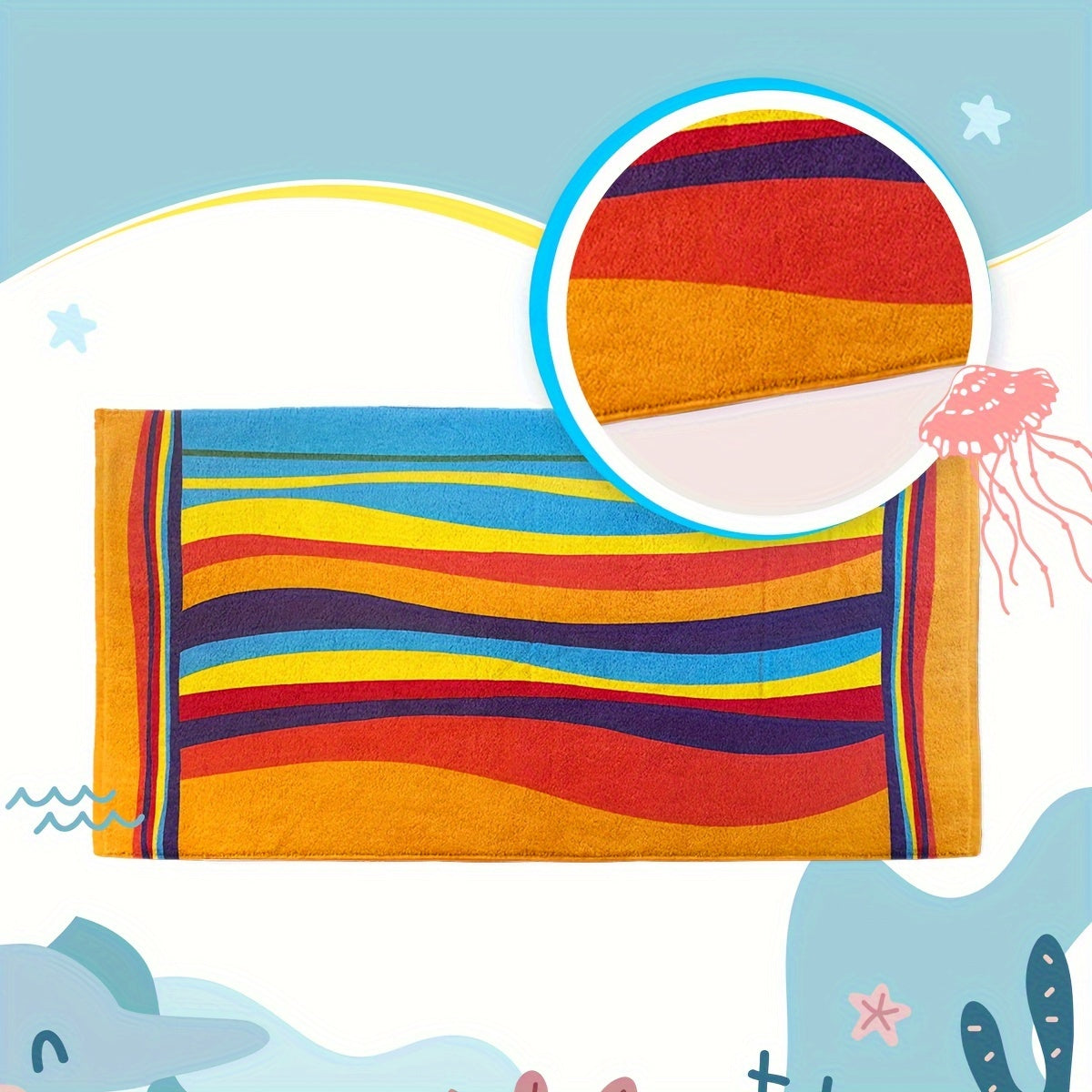 Extra Large Striped Beach Towel – Ultra-Soft Microfiber, Quick-Dry & Sand-Free, Ideal for Travel, Yoga, Camping, and Swimming, Machine Washable