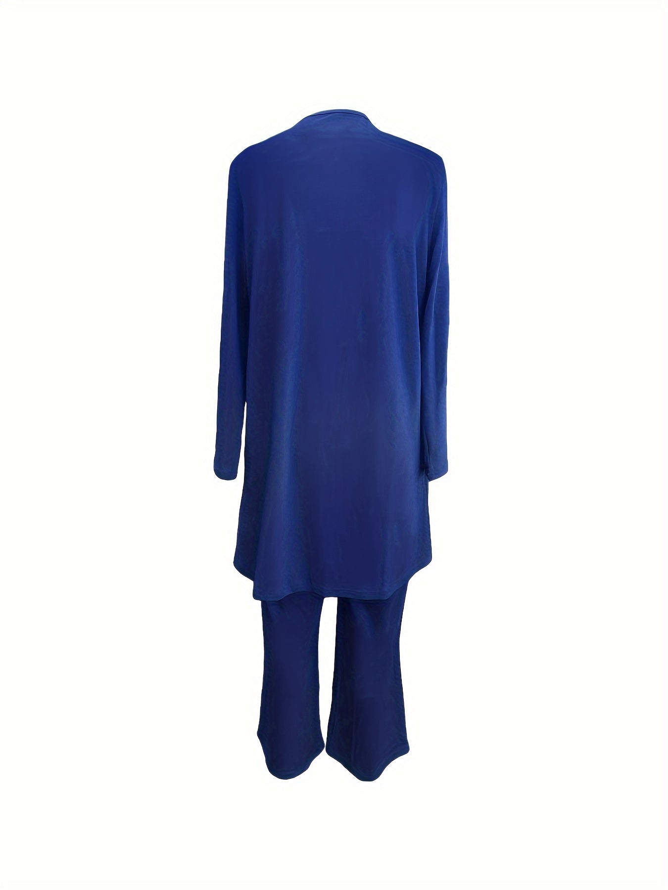 Casual Three-Piece Solid Set – Long Sleeve Cardigan, Top, and Long Pants Outfit for Women