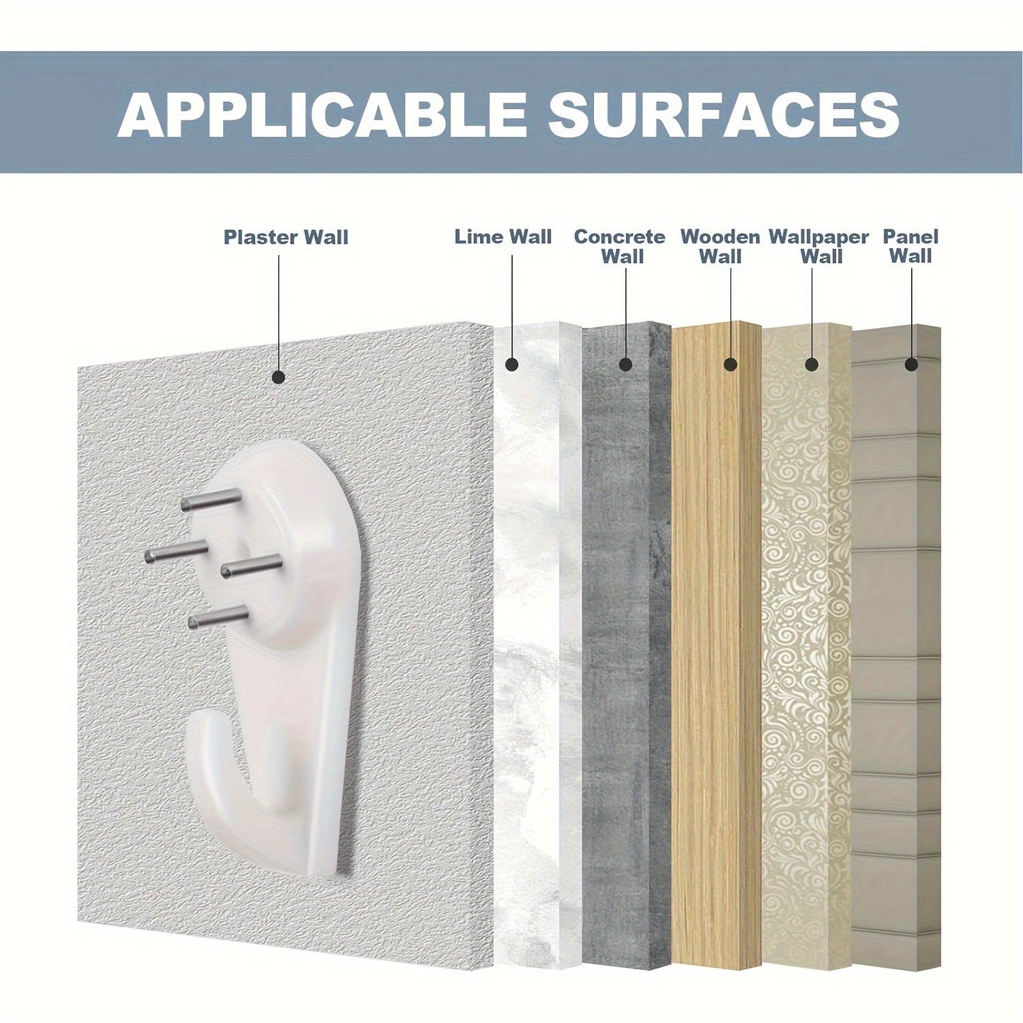 50 PCS Heavy Duty Picture Hangers Kit - Plastic Wall Mount Hooks with Invisible Nails, 25 LBS Load for Stucco/Concrete Walls, No Drilling Required