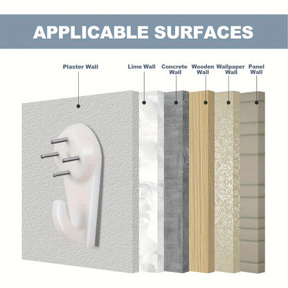 50 PCS Heavy Duty Picture Hangers Kit - Plastic Wall Mount Hooks with Invisible Nails, 25 LBS Load for Stucco/Concrete Walls, No Drilling Required