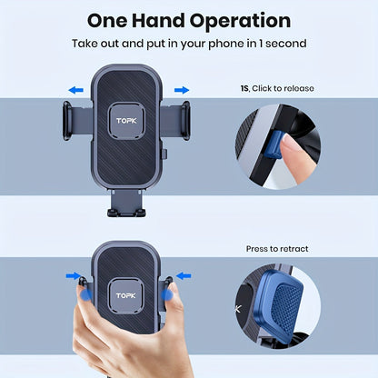 TOPK D38-C Car Phone Holder Mount - Upgraded Adjustable Horizontally and Vertically, Dashboard Compatible with All Phones