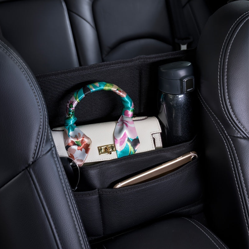 Faux Leather Car Seat Organizer – Multi-Pocket Storage Pouch with Handheld Design – Vehicle Interior Organization