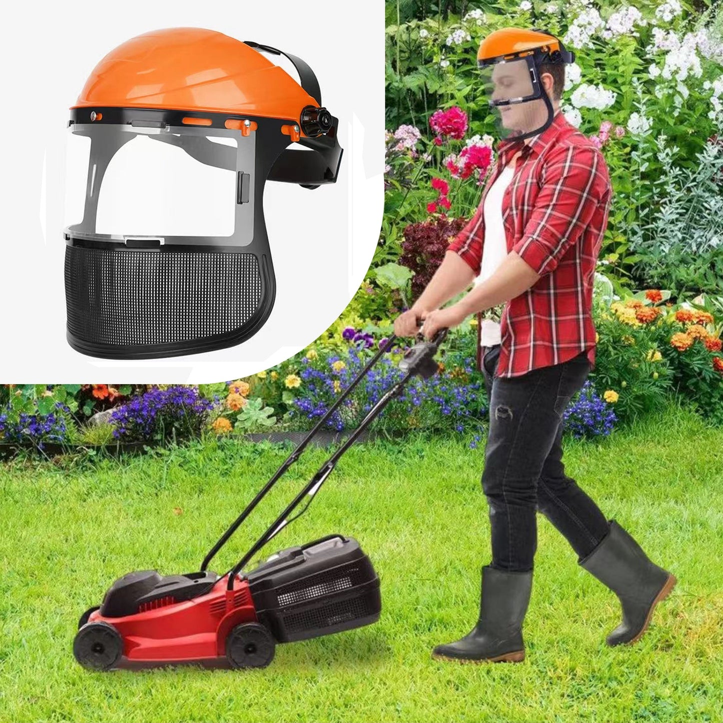 Ultimate Gardening Face Shield Helmet – Adjustable Metal & Plastic Visor, Face Guard Protection, Safety Headgear for Trimming, Weeding, Woodworking & Forestry Tasks
