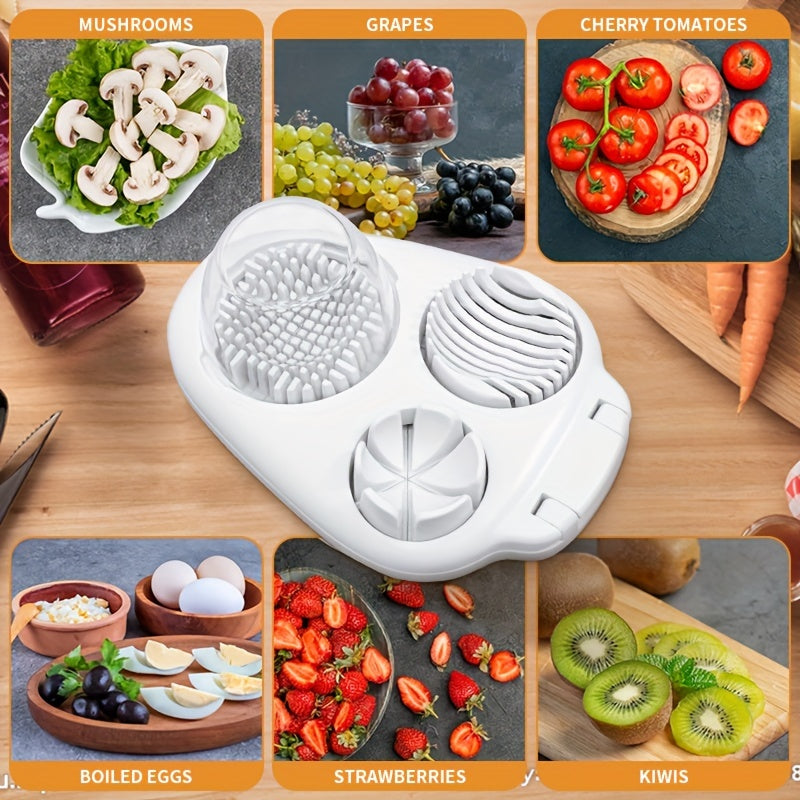 Heavy-Duty Egg Slicer - 3 Slice Modes for Hard Boiled Eggs and Dicing Fruits like Strawberries, Mushrooms, and Tomatoes