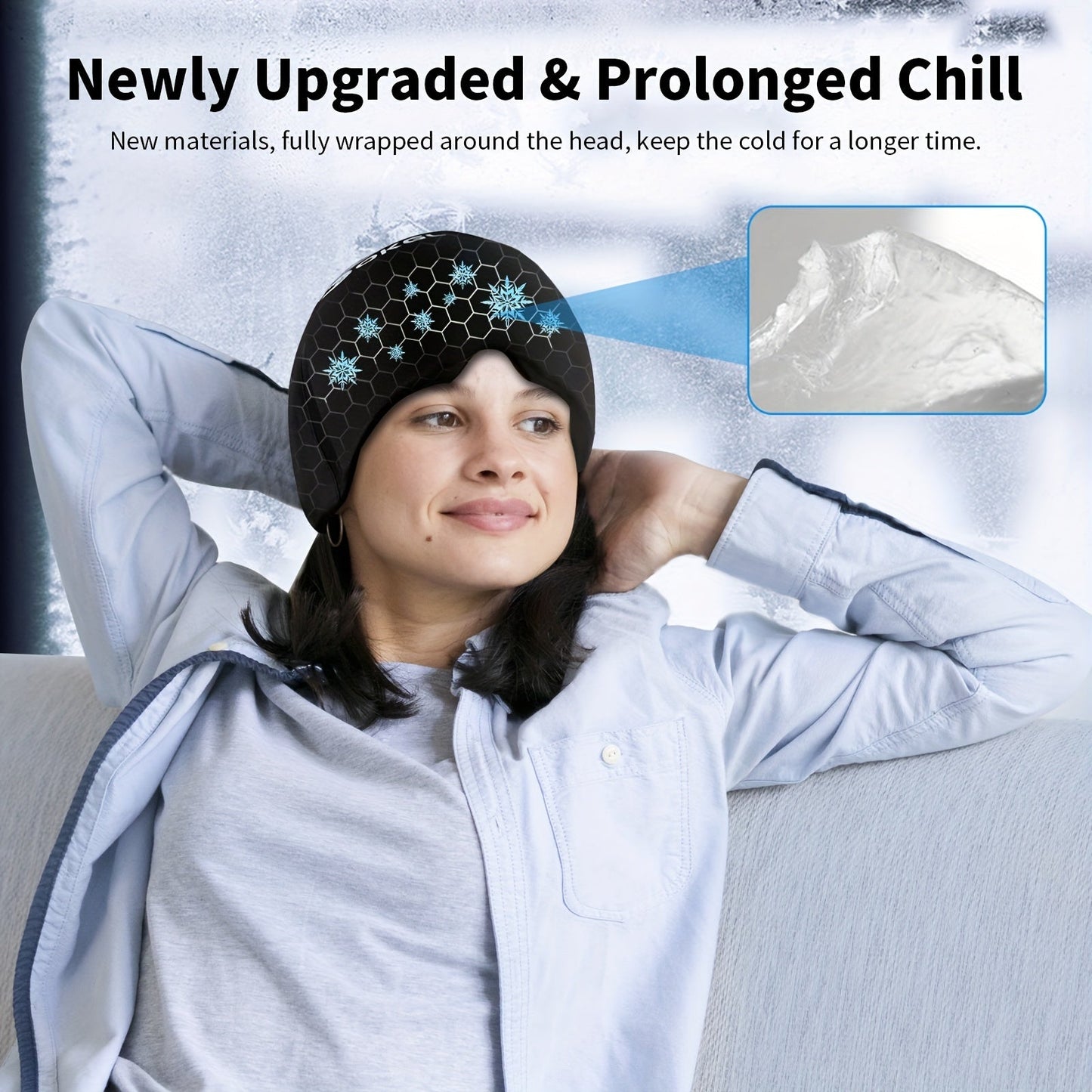 Migraine Relief Cap – Cold Gel Pack Hat for Headaches, Hangovers, and Puffy Eyes – Stress Relief Ice Wrap and Migraine Mask