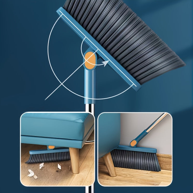 Household Broom and Dustpan Set – Long Handle Floor Cleaning with Rotatable Broom and Comb Tooth Dustpan – Ideal for Home, Kitchen, Office – Cleaning Supplies and Back to School Tool