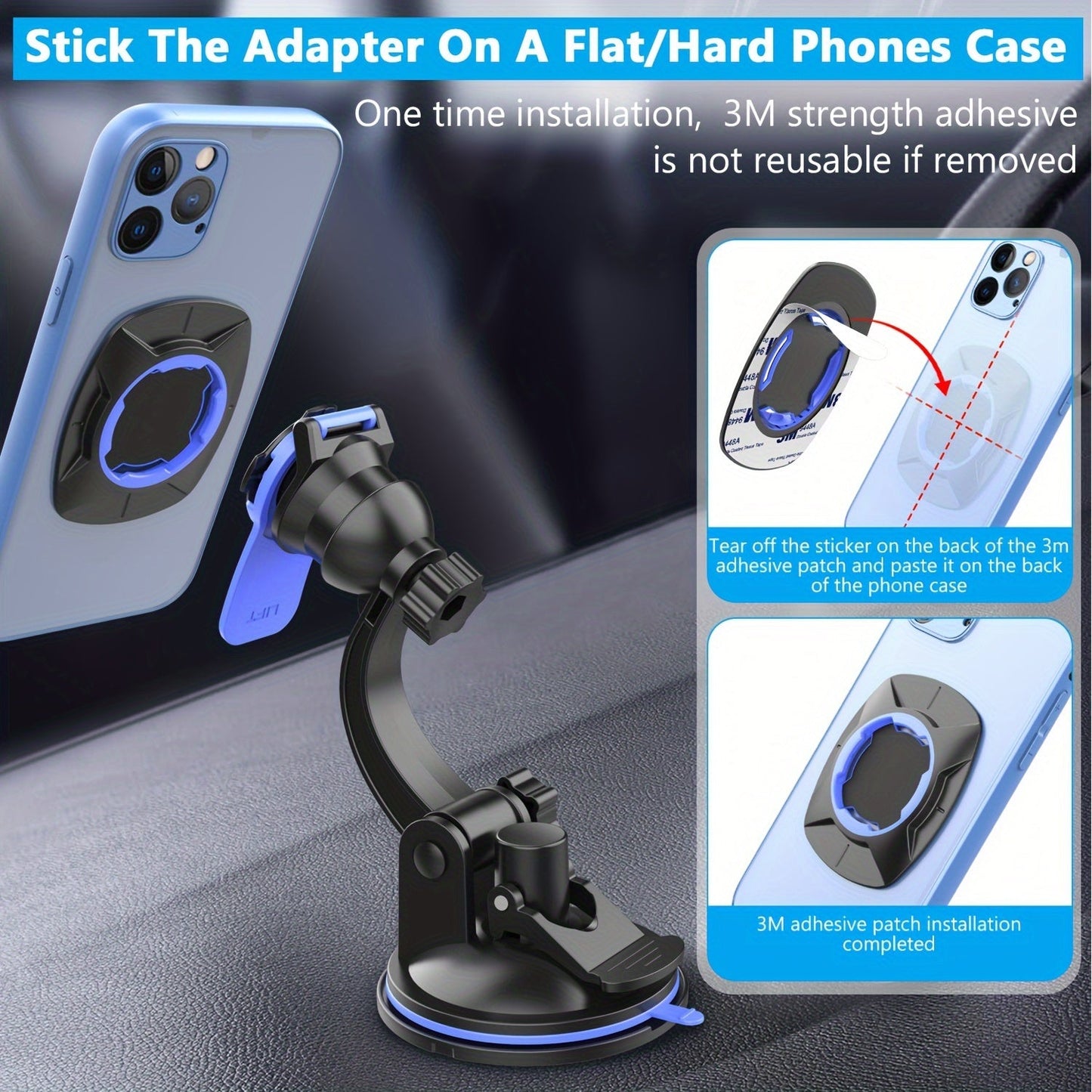 Car Phone Holder Mount Stand — Suction Cup & Air Vent Bracket for iPhone, Samsung, Xiaomi Smartphones