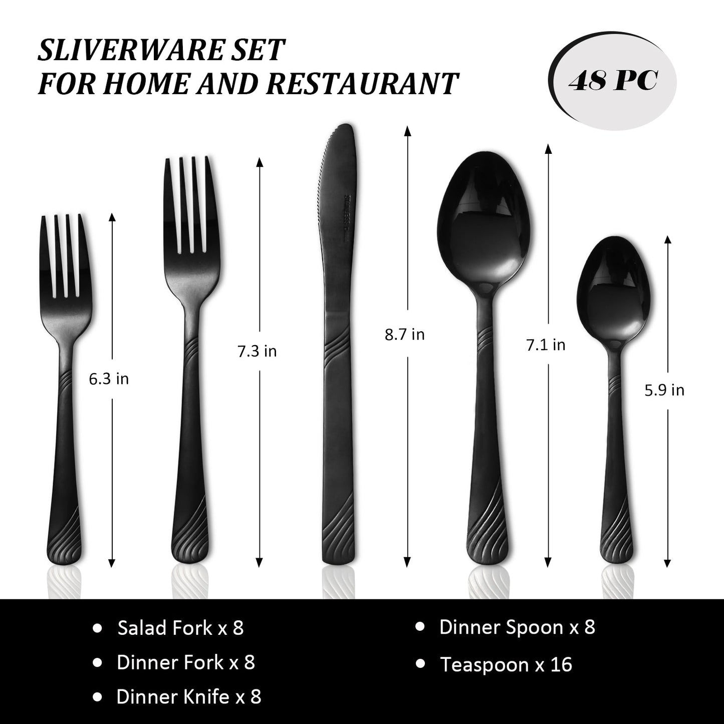 48-Piece Stainless Steel Tableware Set – Durable, Modern Cutlery for Restaurants, Hotels, Family Gatherings, and Outdoor Events – Premium Quality, Rust-Resistant, Easy to Clean