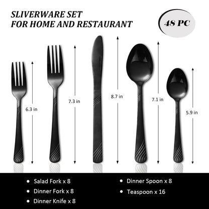 48-Piece Stainless Steel Tableware Set – Durable, Modern Cutlery for Restaurants, Hotels, Family Gatherings, and Outdoor Events – Premium Quality, Rust-Resistant, Easy to Clean