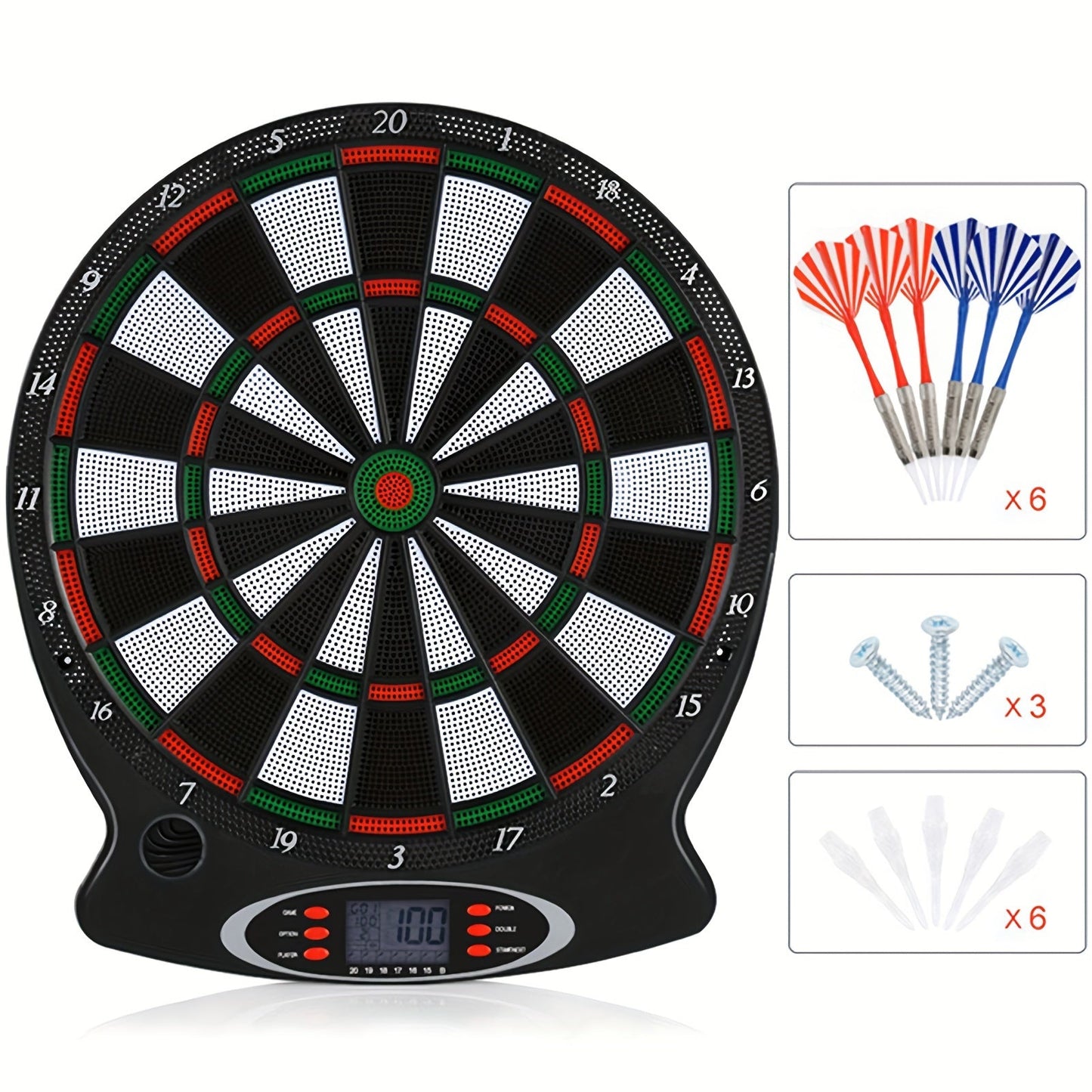 Electronic Dart Board Set - Soft Tip Dartboard with LCD Display, 6 Darts, and Professional Soft Tip Darts