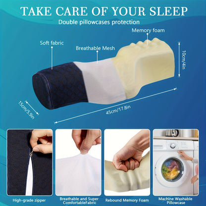 Memory Foam Cervical Neck Pillow – Supportive Bolster for Stiff Neck, Ideal for Sleeping and Neck Pain Relief