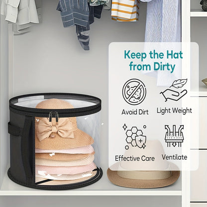 Foldable Hat Storage Organizer for Large Hats – Holds Up to 7 Oversized Hats, Includes Cowboy, Sun, Beach & Baseball Caps, Portable with Handle, Non-Woven Material with Random Printing