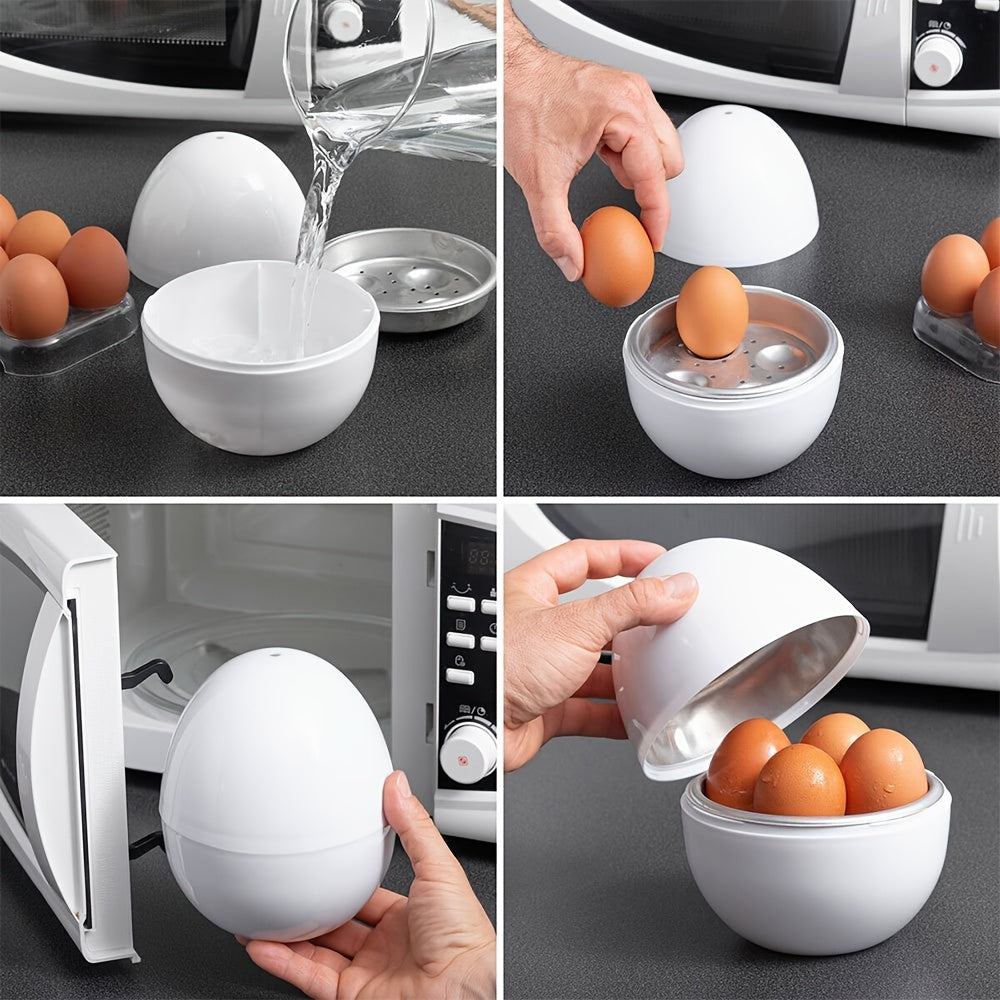 4 Capacity Microwave Egg Cooker – Quick Hard Boiled Eggs Maker with Compact Design, Time-Saving, No Power Required for Kitchen