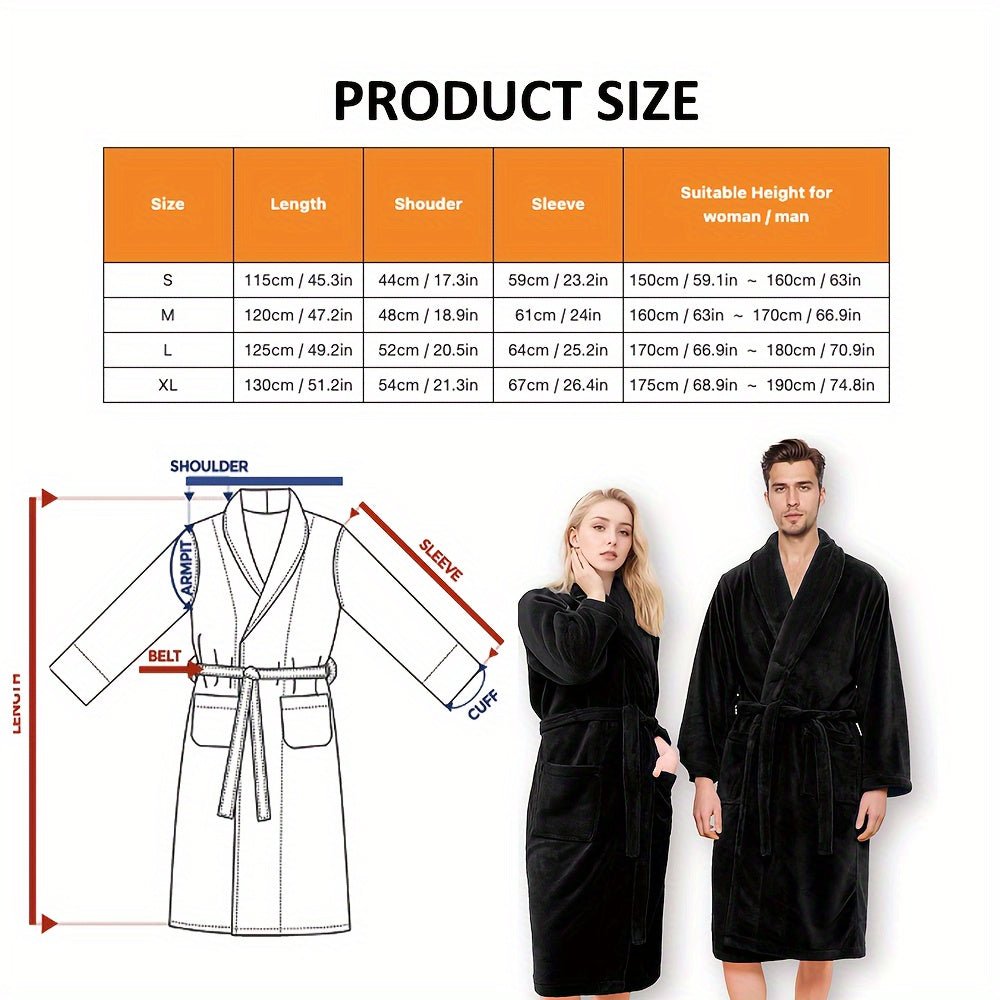 Ultra-Soft Fleece Bathrobe for Men and Women - Cozy, Warm, Machine Washable - Perfect for Bathroom or Bedroom