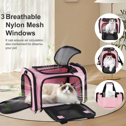 Under 15lb Collapsible Pet Carrier - Airline / TSA Approved, Soft Sided, Ventilated, Easy to Clean, Portable for Small Dogs, Kittens, and Cats - Ideal for Road Trips, Flights, and Outdoor Adventures