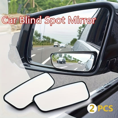 2PCS Oval Blind Spot Mirrors for Cars - Universal Fit, Front Placement, Adjustable Flat Wide Angle Side Rear View, Compatible with Multiple Models