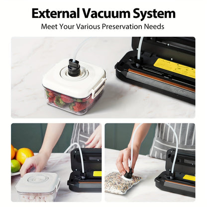 Beelicious Vacuum Sealer Machine Set – Automatic Air Sealing System with Starter Kit, Built-in Cutter, Moist Mode, Air Suction Hose, LED Indicator, Quiet, 50% Compact, 2-Year Warranty, Sous Vide