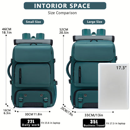 Multifunctional Travel Backpack - Waterproof Computer Backpack with Shoe Compartment, 17.3-Inch Laptop Carry-On, Airline-Approved Schoolbag for Men and Women