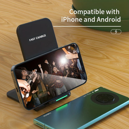 Z2 Wireless Fast Charger Stand – 15W Rapid Charging for iPhone 15/14/13/12/11/XS Max/XR/X/8Plus and Samsung S23/S22/S21/S20/S10/S9 – Universal Compatibility