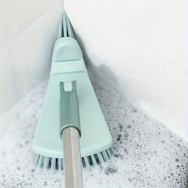 Triangle Floor Brush – Long Handled Hard Bristled Brush for Wall Corners, Ceramic Tiles, and Bathroom Cleaning
