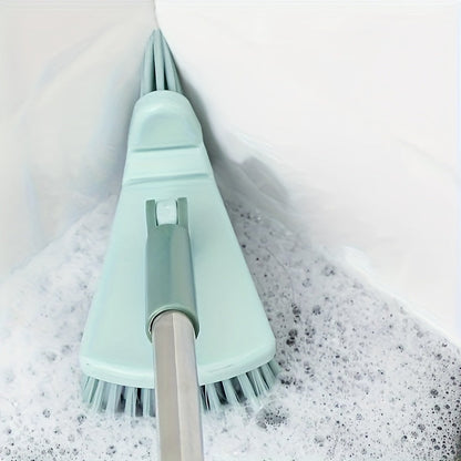 Triangle Floor Brush – Long Handled Hard Bristled Brush for Wall Corners, Ceramic Tiles, and Bathroom Cleaning